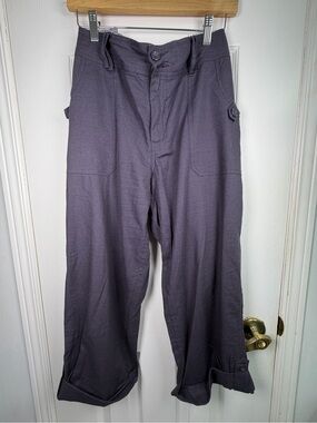 Lady Hathaway Linen Blend Wide-Leg Capri Pants Size 16 Charcoal Gray Coastal